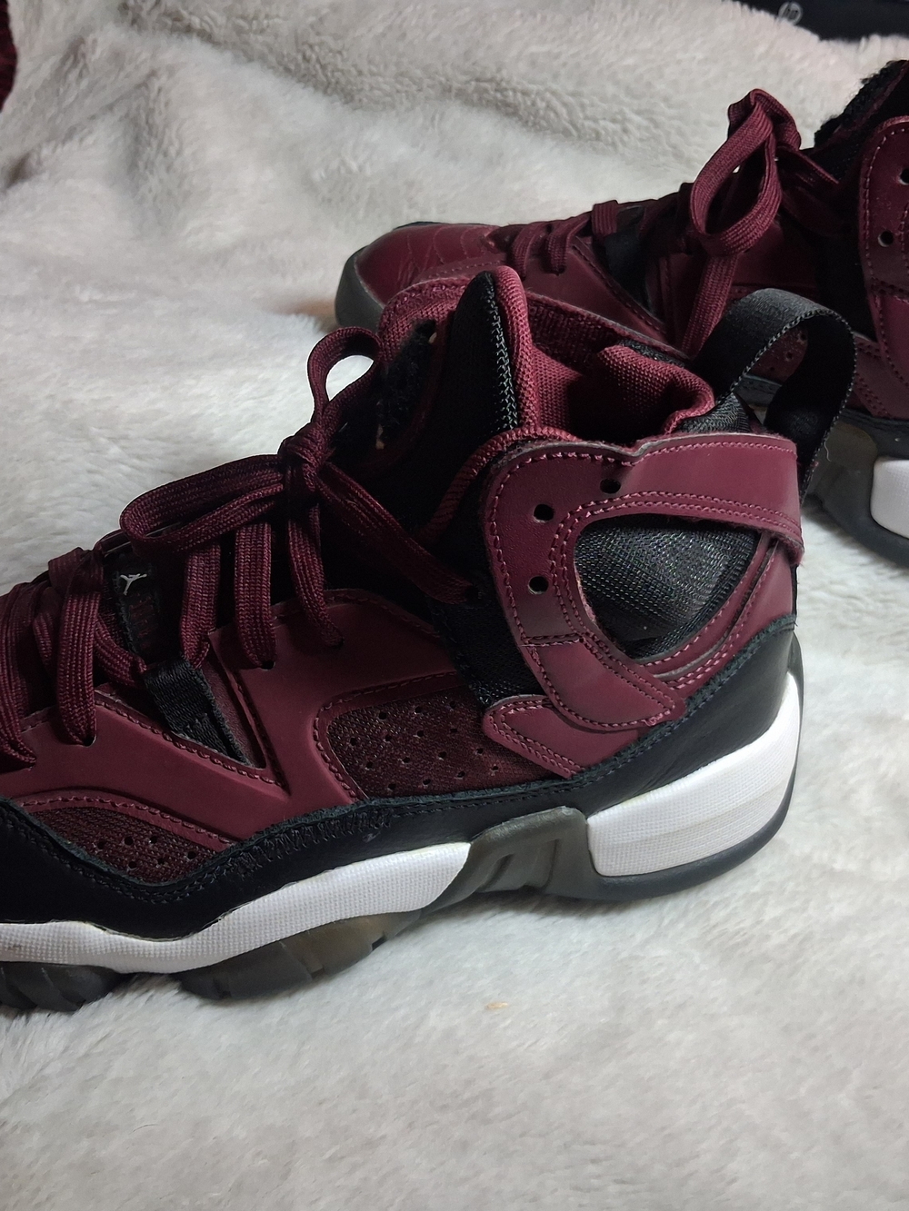 Jordan Kids Burgundy and Black Retro Basketball Shoes